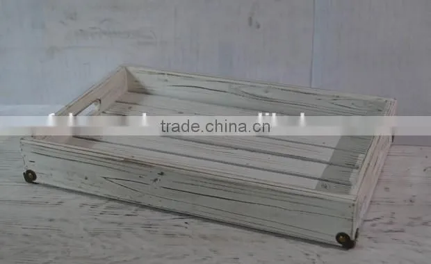 2016 new style wooden tray in old wood color with handlers