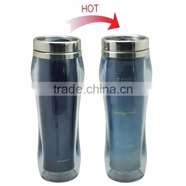 Color changing vacuum insulated stainless steel water bottle
