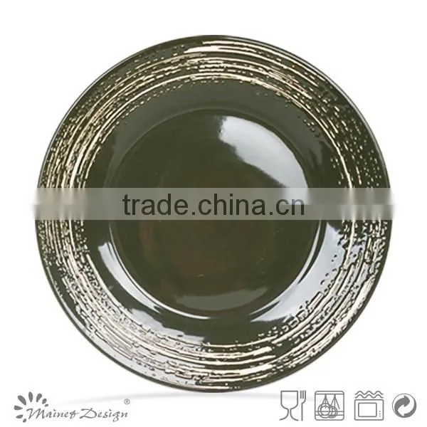 AB grade stoneware rice bowl for home use ceramic bowl solid color with antique brush