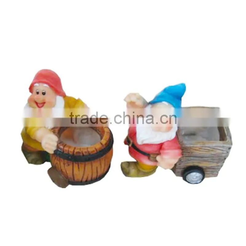 polyresin garden gnome with glass cylinder