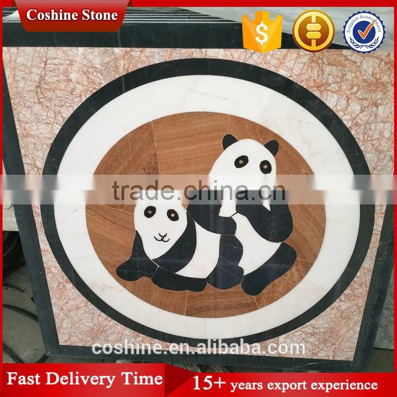 Panda pattern marble waterjet hall flooring designs