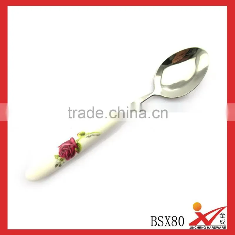 high quality ceramic long handle soup spoon