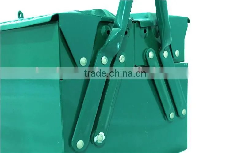 Double layers portable tool box with metal handle