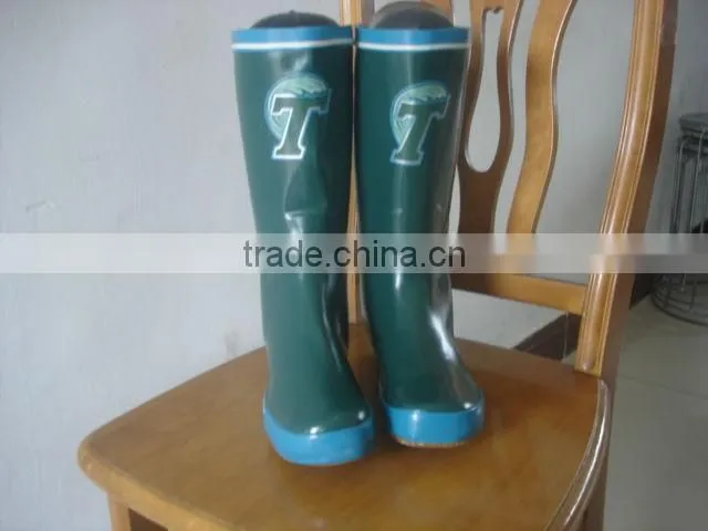 women patterned rubber rain boots flat sole outdoor eco-friendly rain boots