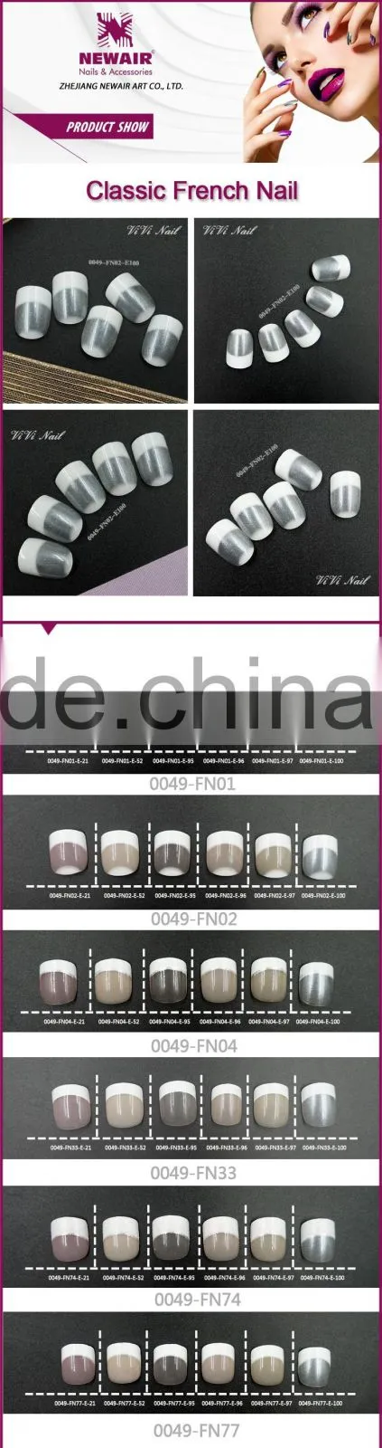 New air new arrival artificial nature color nail art decoration french tips