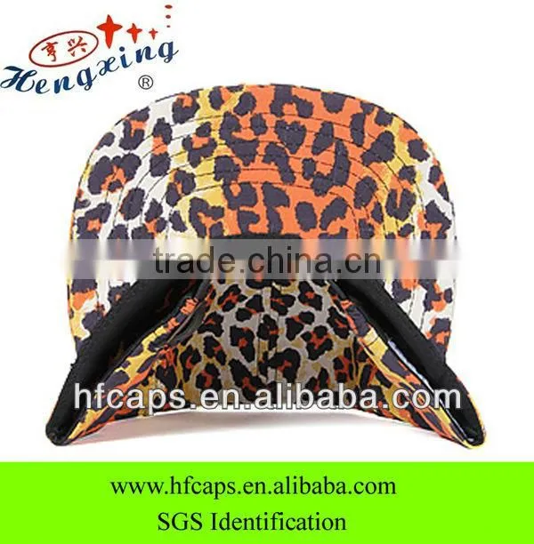 2013 fashion leopard printded snapback cap and hat blank custom 5 panel flat bill cap and hat