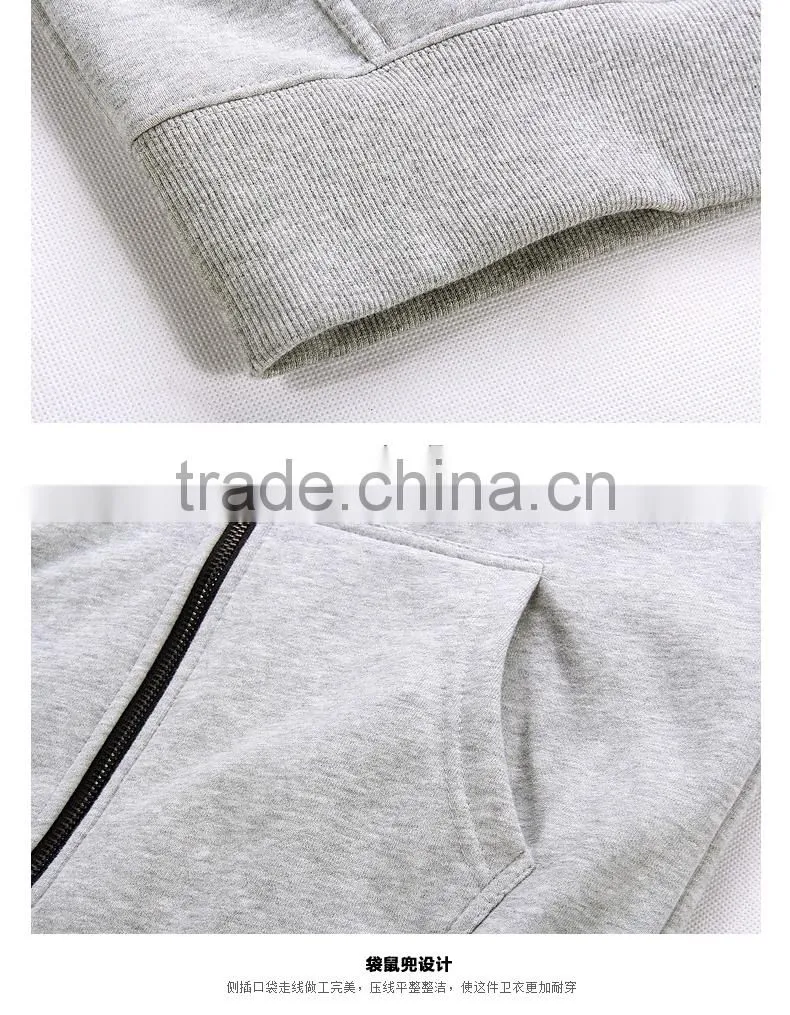 Sport cotton zipper up black man custom color hoodies