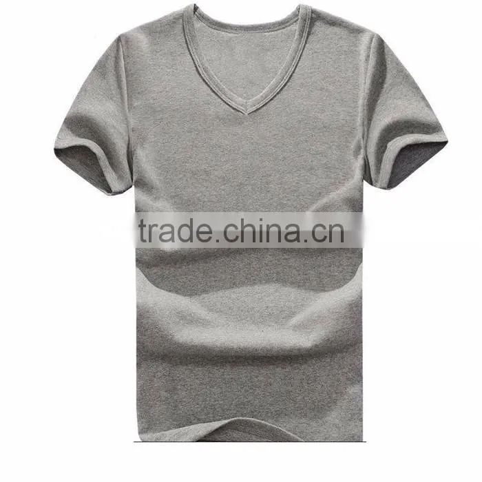 Fshion V collar short sleeve cotton custom print t shirt