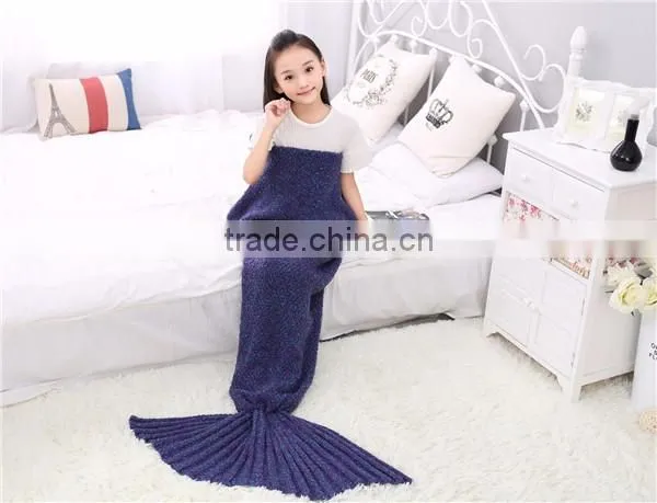 Bulk Wholesale Hotsale Acrylic Children Blankets Mermaid Tail Blanket