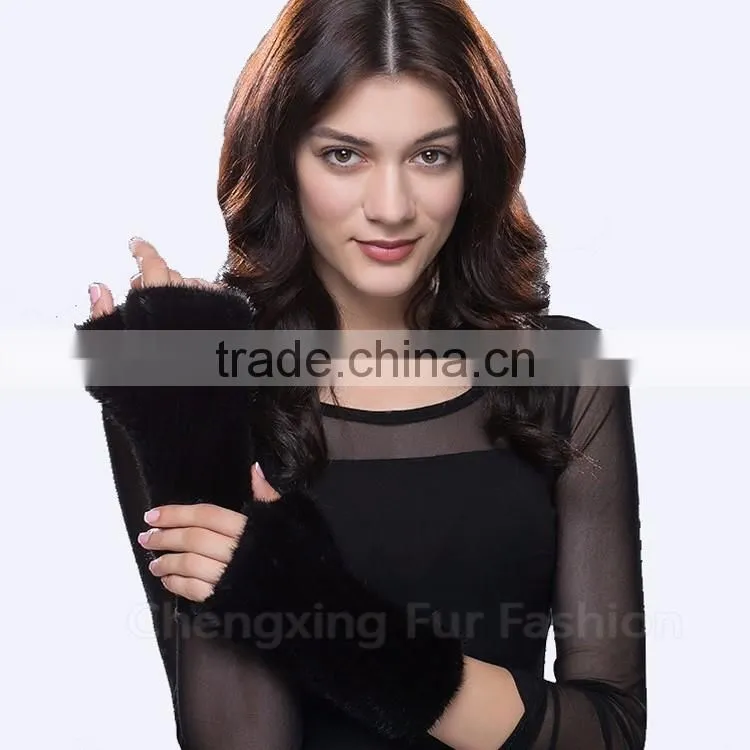 CX-A-08C Wholesale Winter Douable Face Ladies Mink Fur Winter Gloves