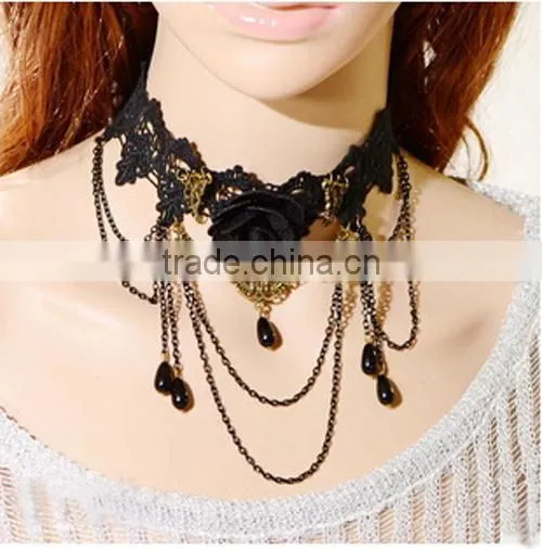Retro fabric lace Collar Necklace jewelry wedding party bridal Gothic lace Necklace