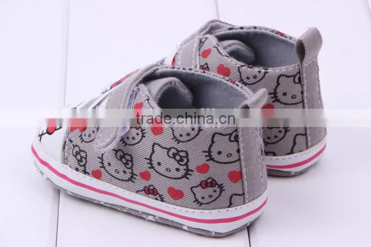 2014 wholesale baby shoes girls gray hello kitty infant shoe girls cavans kitty shoes