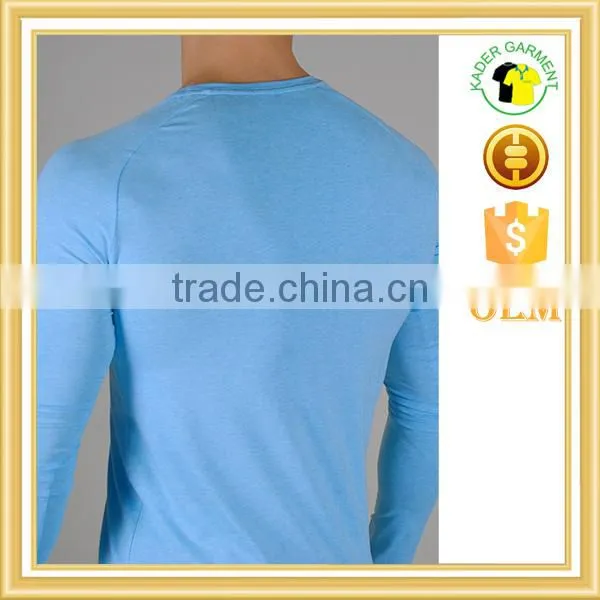 Muscle fit mens plain long sleeve t shirt