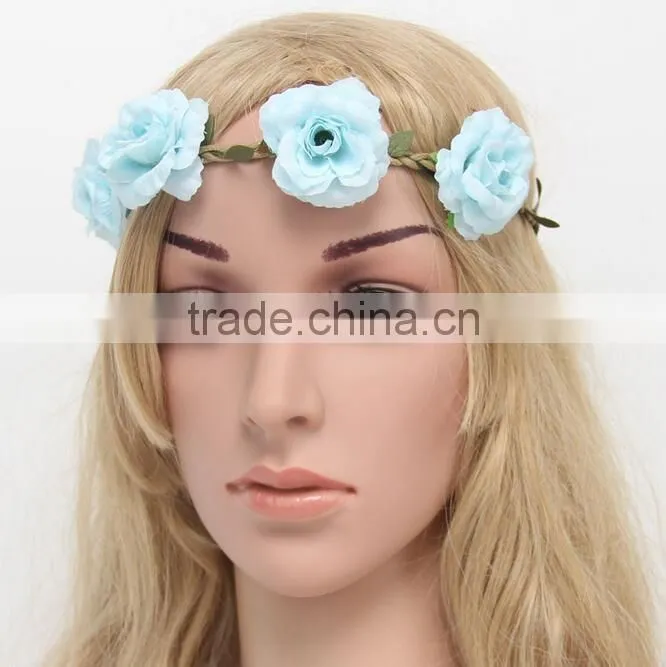 F20074N Wholesale artificial flower garland hair accessory
