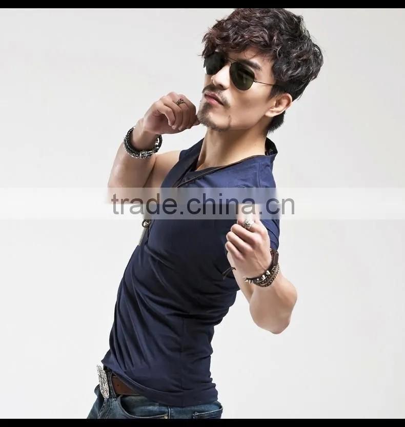 Men's Tops Tees 2016 summer new cotton v neck short sleeve t shirt men fashion trends fitness tshirt