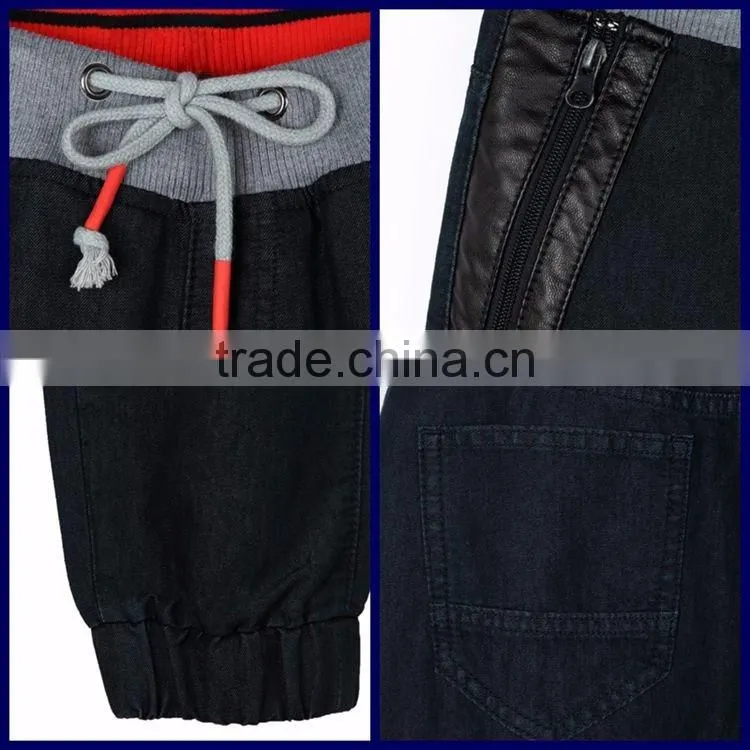 Guangzhou garments factory new style dark blue 11 years old jeans trousers for children