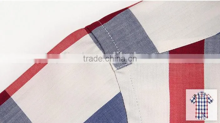 Wholesale Latest design Egyptian cotton Italian short sleeve plaids dress men shirt