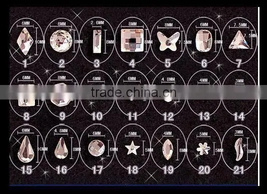 clear various shapes non hot fix foiled back rhinestones for nail art