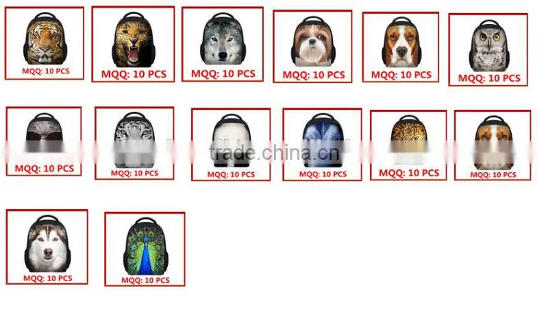 Lovely Animal Face Backpack/Cute 3D Animal Face Backpack/Animal School Bags For Teenagers boys