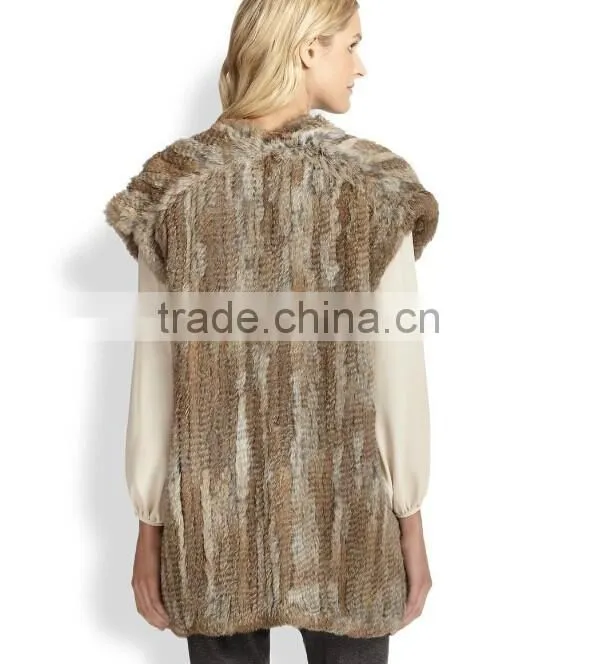 Made in China YR679 Hot Selling Women Winter Rabbit Vest/New Style Fashion Fur Vest