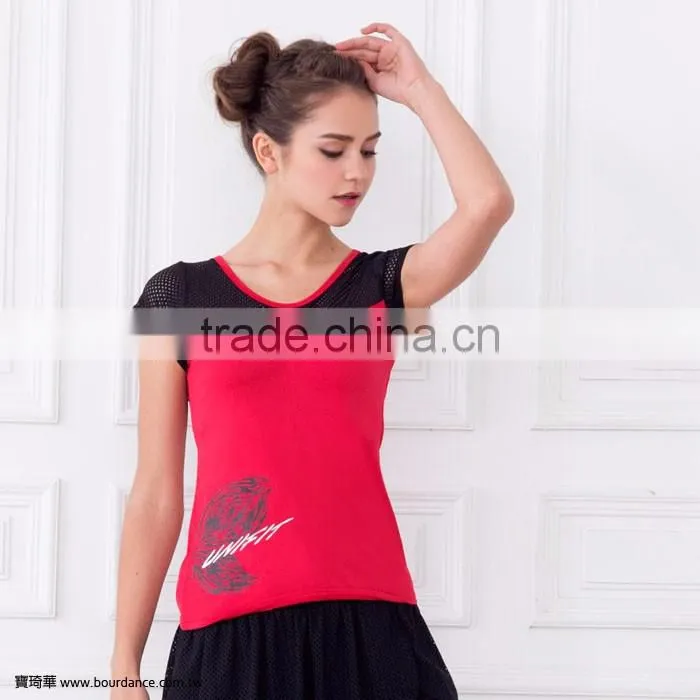 Women coolmax mesh front gathered tee fitness clothing