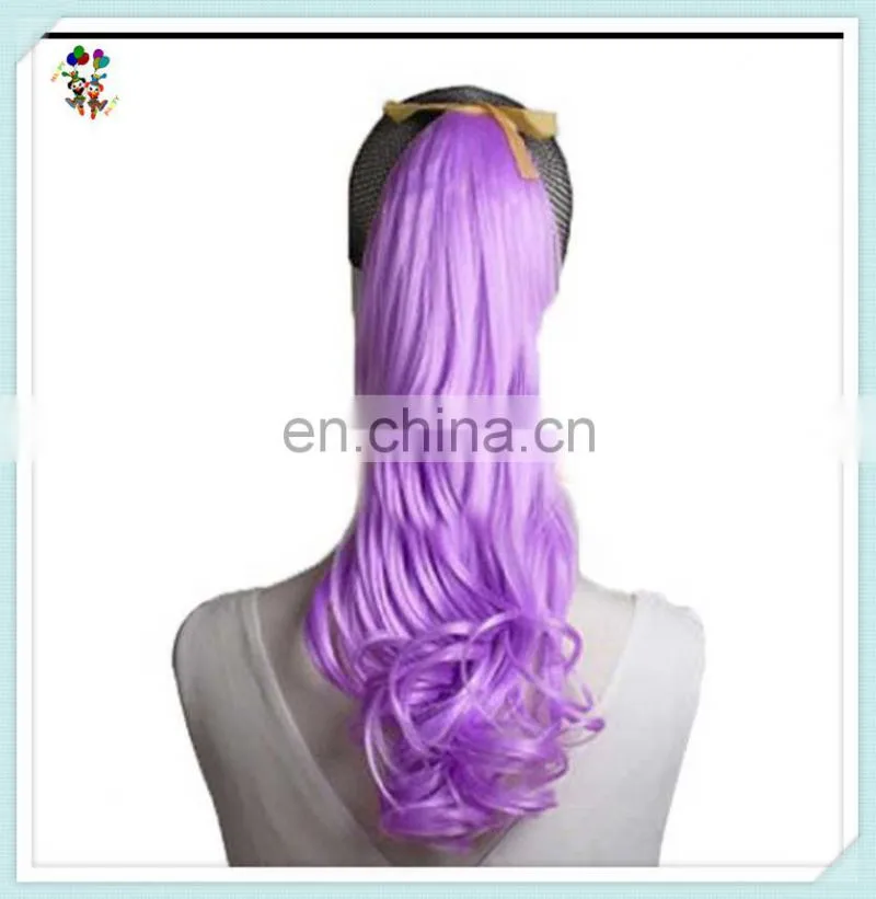 Girls Fancy Dress Purple Sexy Long Curly Ponytail Hair Extensions HPC-0157