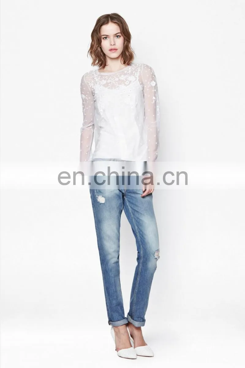 fashionable white sexy models casual blouse 2014 sexy young ladies top