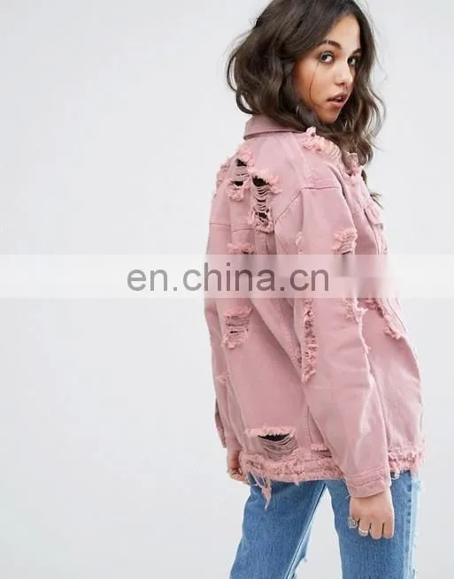 New Arrival Vintage DenimJacket Lady's casual hole coat fashion outerwear Free shipping