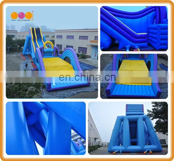 super fun high inflatable water slide with air jump bag for sale