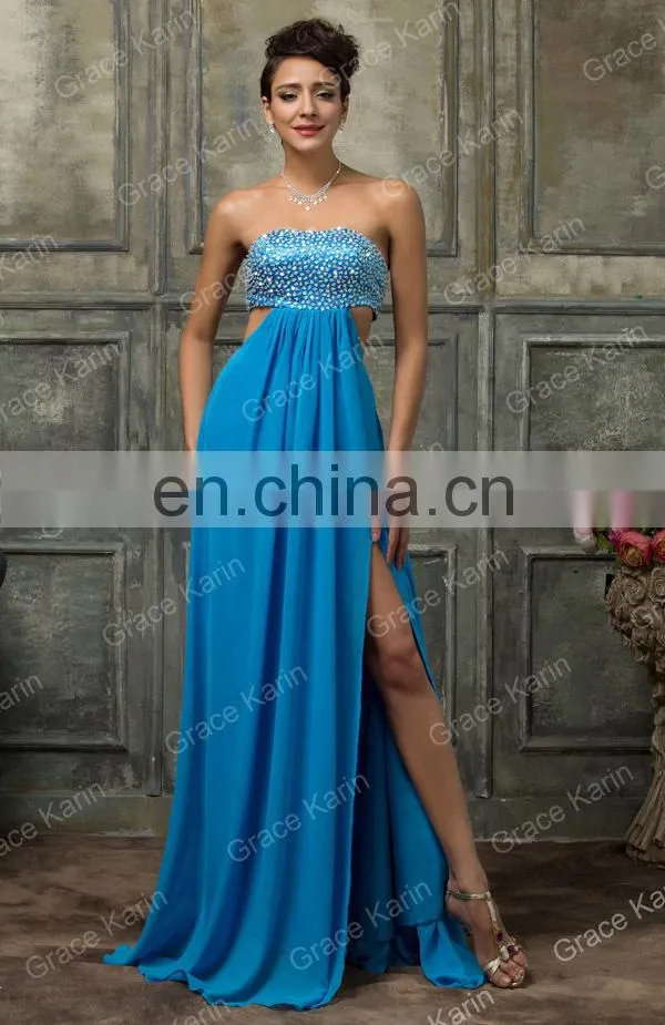 Grace Karin Sexy Beaded Backless Chiffon Ladies Long Evening Party Wear Gowns CL3437-2
