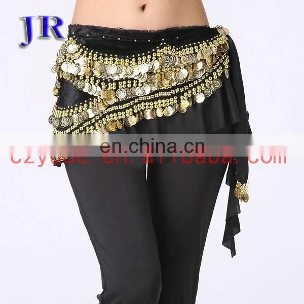 Egyptian style professional gold coins velvet belly dance hip scarf Y-2006#