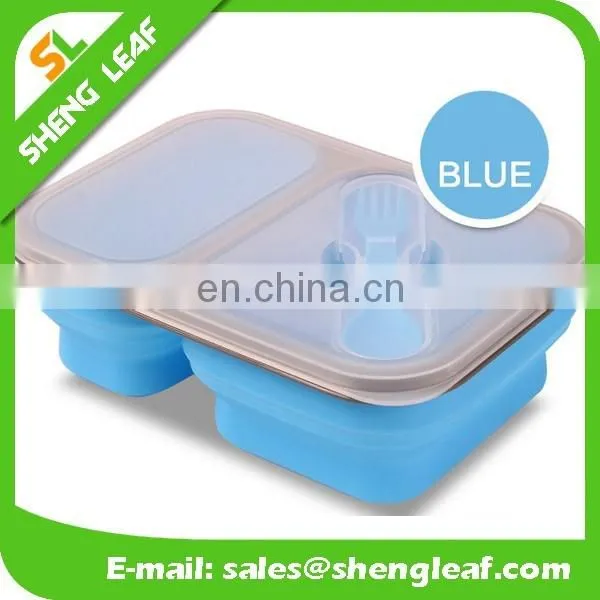 Bento box with 2 compartment Silicone lunch food serving box