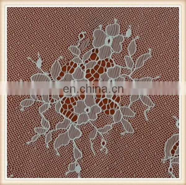 Fancy white flower design bridal lace trim eyelash lace fabric wholesale