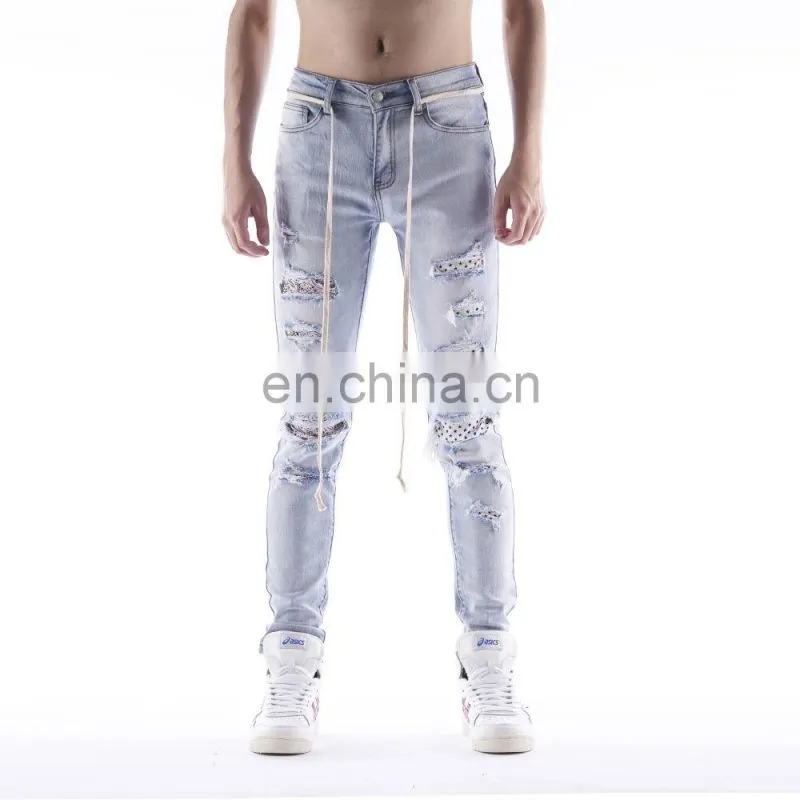 DiZNEW 2019 custom washed jeans pant men denim jeans slim fit skinny jeans denim