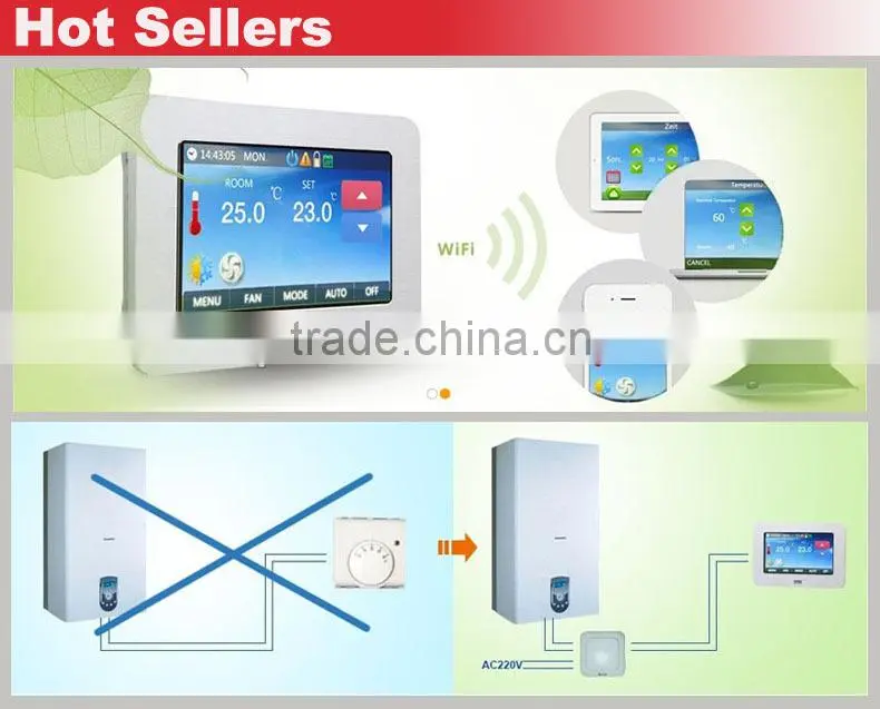 RF wireless heating room thermostat for gas boiler
