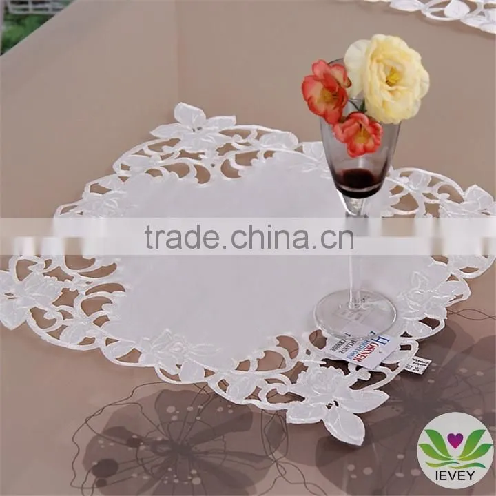 hot-sale white hand embroidery tablecloth hotel table cloth/table cover/napkin/wholesale tablecloth