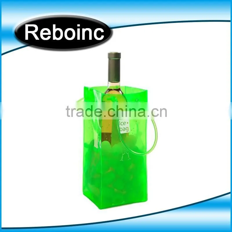 Free sample Design Printed Various Color Transparent PVC Plastic Carryingpvc ice bag Wine Beer Bottle Ice cooler Bag