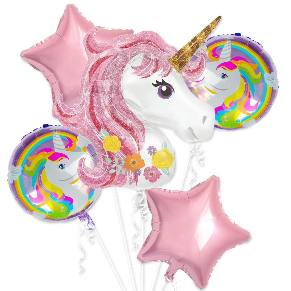 15pcs-Unicorn-Theme-balloons-18-pink-Star-Round-foil-Ballon-Birthday-Party-Decor-Kids-toy-Large