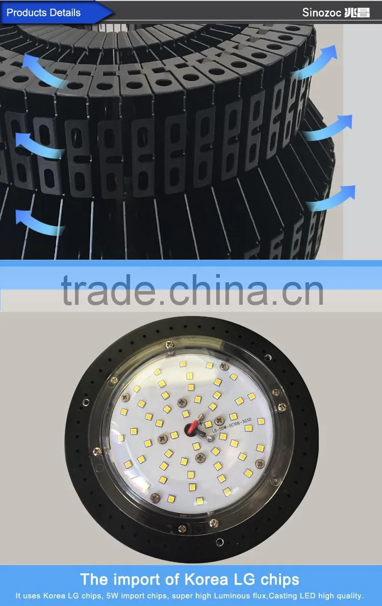 Sinozoc Wholesale 50w 100w ip65 Led High Bay Lights good heat radiation low decay Indoor Led High Bay Lighting Fixture