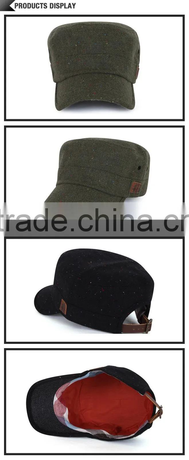 Wholesale cadet hats new style custom flat top cap military hat