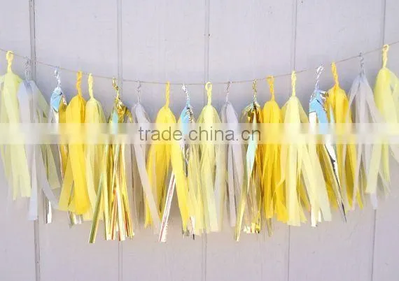 New years eve decoration handmade TISSUE PAPER TASSEL GARLAND