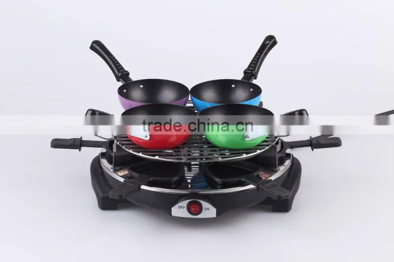900W 6-Person Raclette Grill With Glass Plate RG-106G