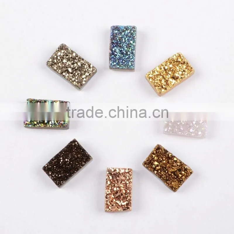 Small grain rectangle flat agate druzy bar cabochon semi-precious gemstone for jewelry