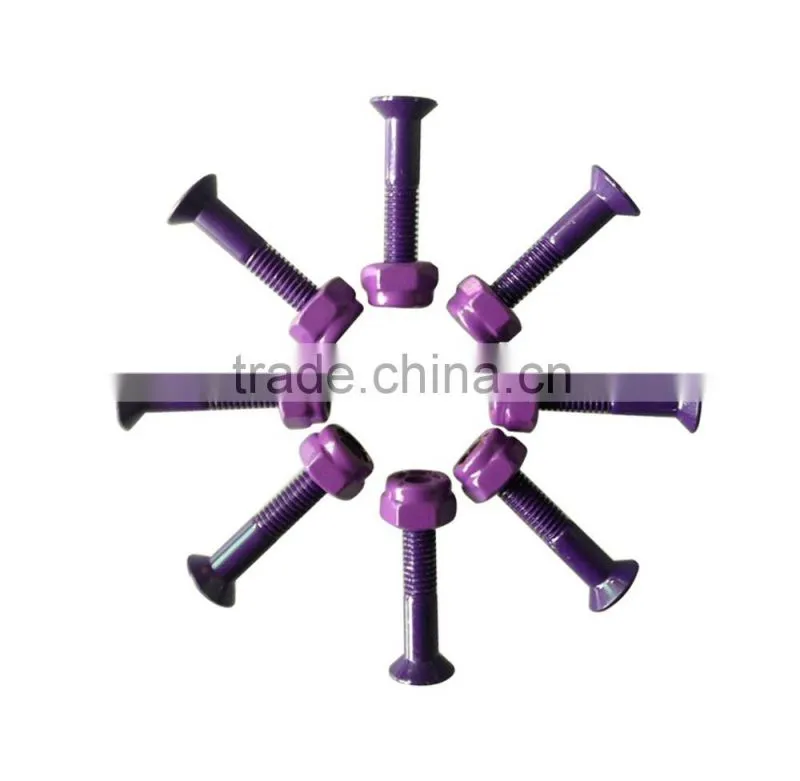 Shiny Siliver skate board bolts, available stock 1 sets(8pcs)skateboard hardware screw bolts, ILVERADOS SKATEBOARD MOUNTING HARD