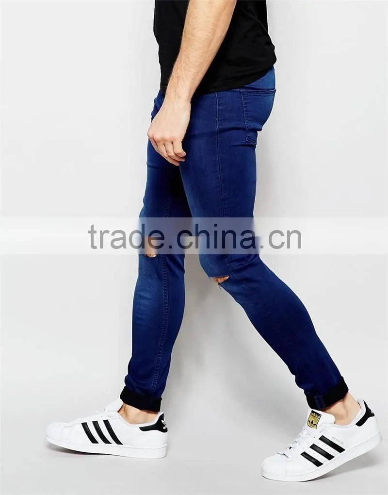 men denim jean 2016 ripped skinny color fade proof men jean OEM service