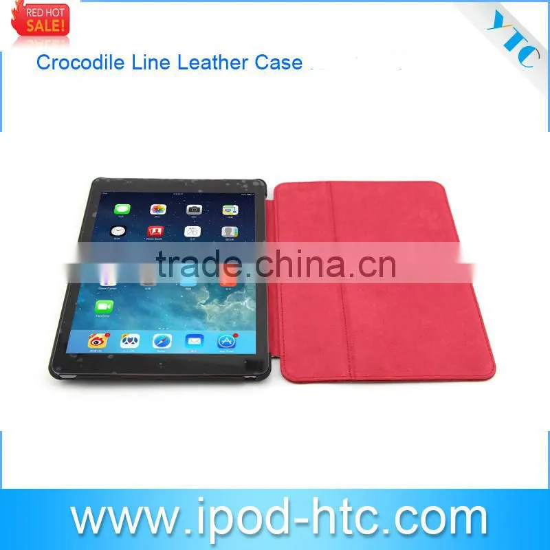 2014 Fashion crocodile design leather protective case , Flip Stand PU Leather Case Crocodile Cover