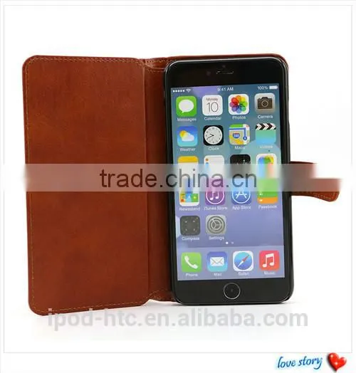 Women Style Wallet Leather Case With Mirror And Card Slots For Iphone 6