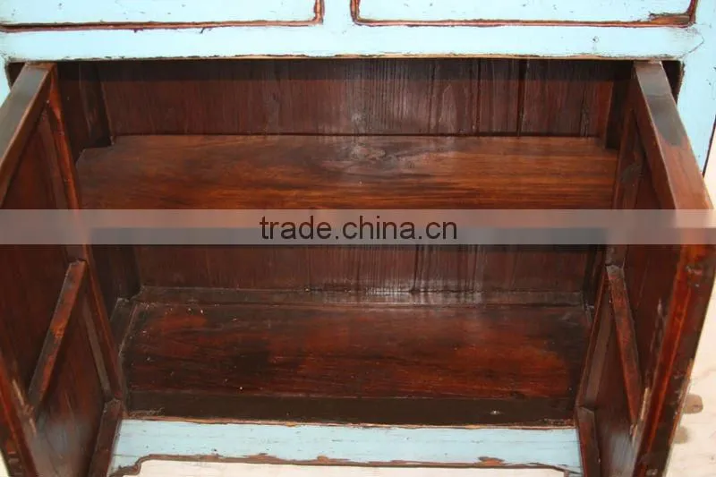 Chinese Antique Blue Two Door Two Drawer Cabinet