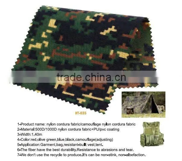 camouflage cordura fabric for army bag and bulletproof vest