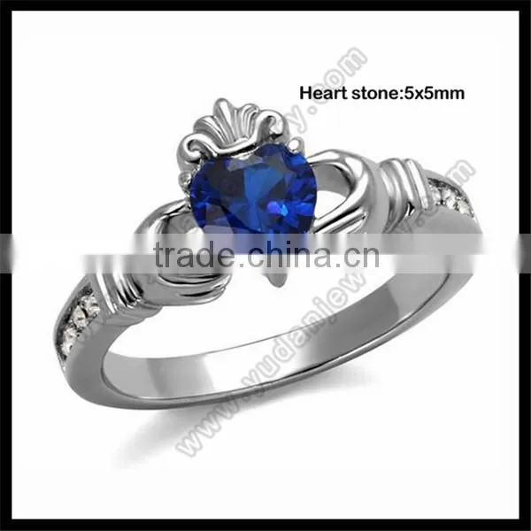 IP Plated Stainless Steel Ring Heart CZ Rose Gold ring for girl